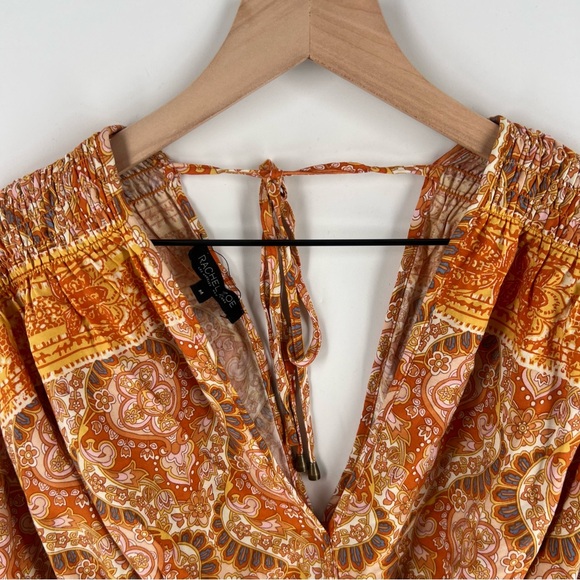 Rachel Zoe Boho Printed Batwing Gypsy Feminine Cottage Peasant Fall Crop Top - Picture 3 of 11